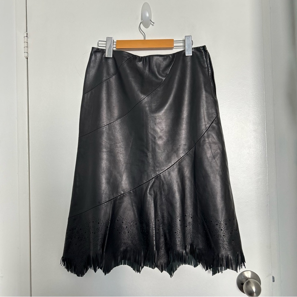 Vintage leather fringe skirt